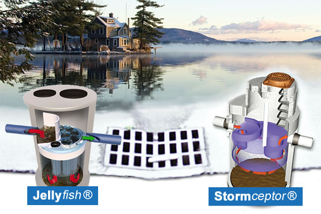 Stormceptor® and Jellyfish® filter unit draining storm water
